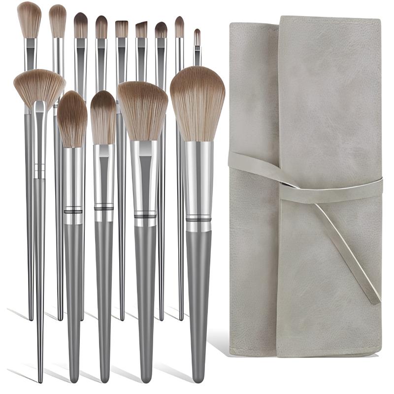 Merit Beauty Makeup - 14-piece Makeup Brushes Set Silver Grey