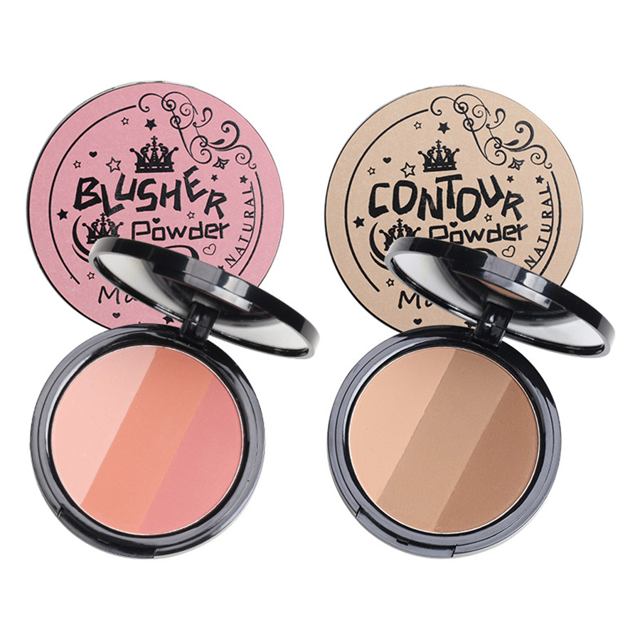 Highlighter Bronzer Palette - 3in1 Three Colors Powder Tray Blush