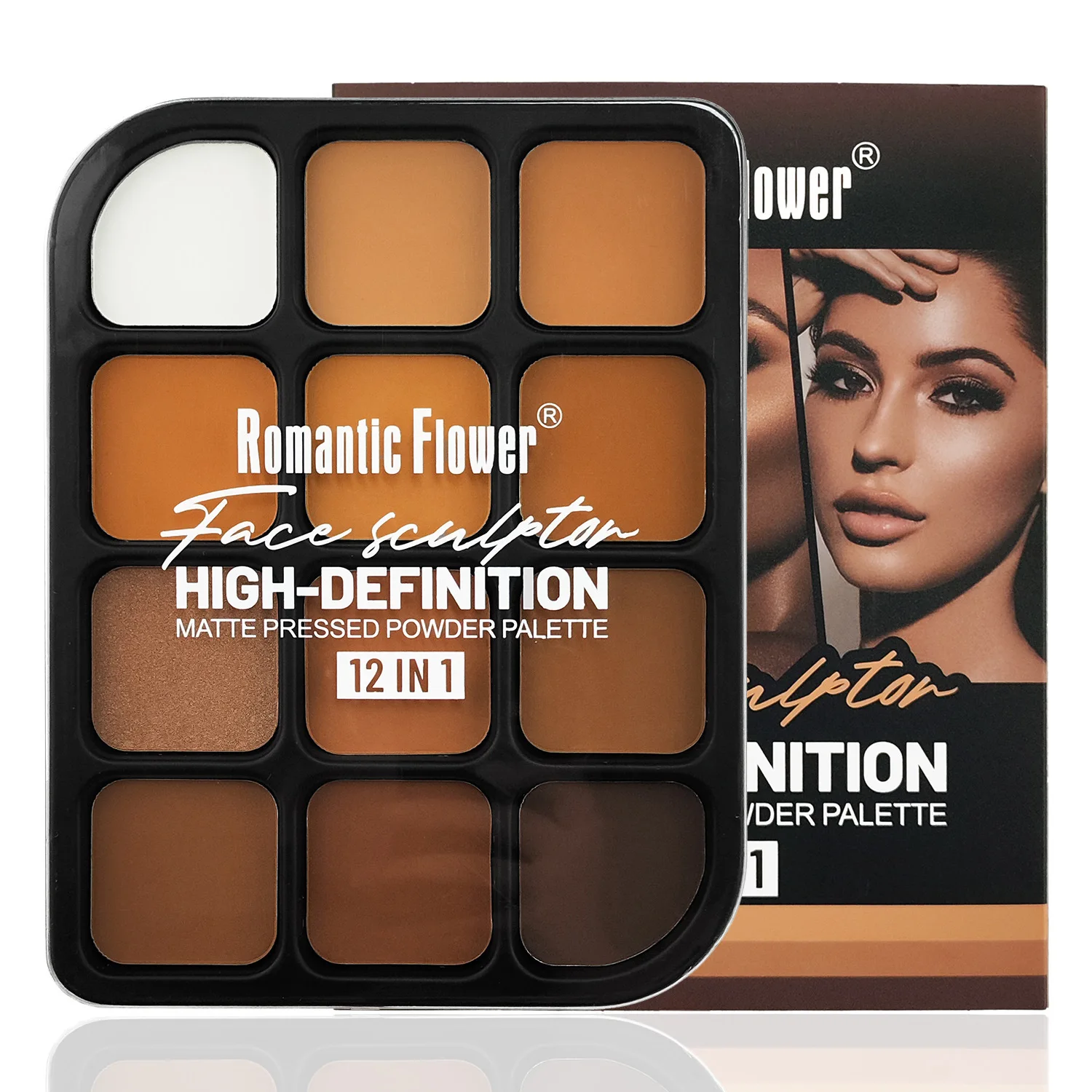 Highlighter Bronzer Palette - Deep Skin 12-Color Matte Contour Palette