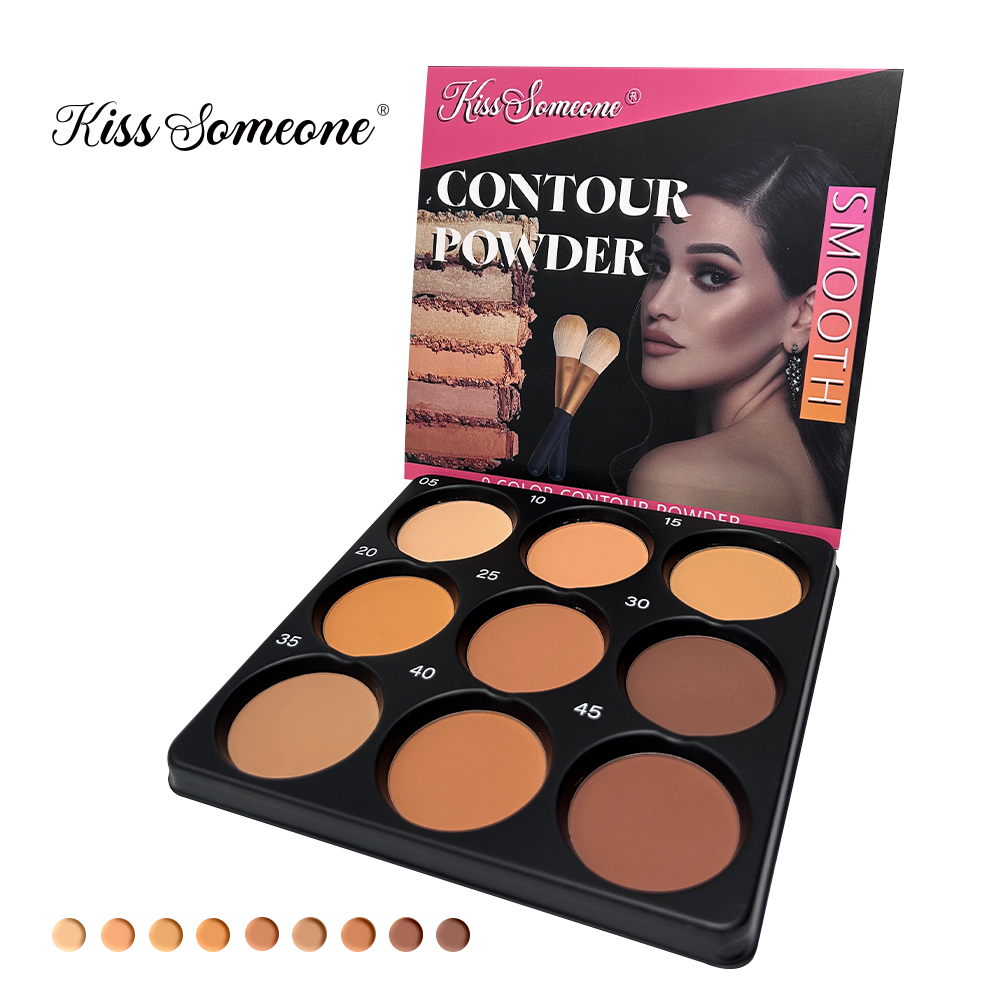 Highlighter Bronzer Palette - 9 Color Powder Contour Palette, Matte