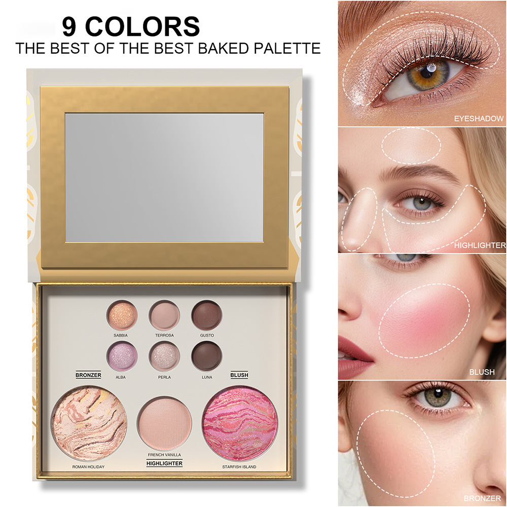 Highlighter Bronzer Palette - All-in-one Makeup Palette with Eye Shadow,