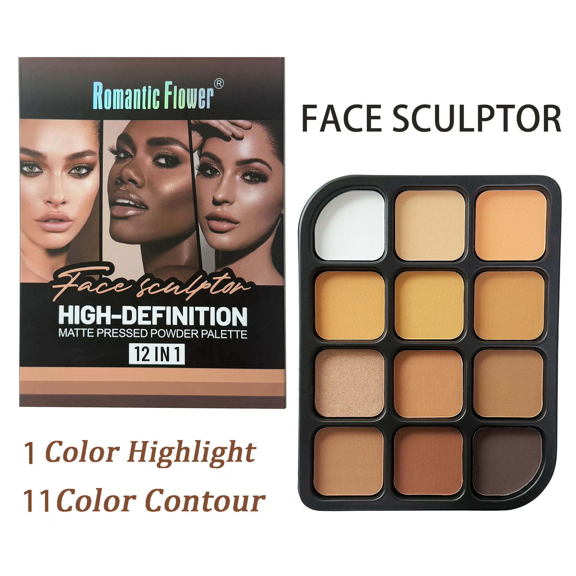 Deep Skin 12-Color Matte Conto - Highlighter Bronzer Palette review and price
