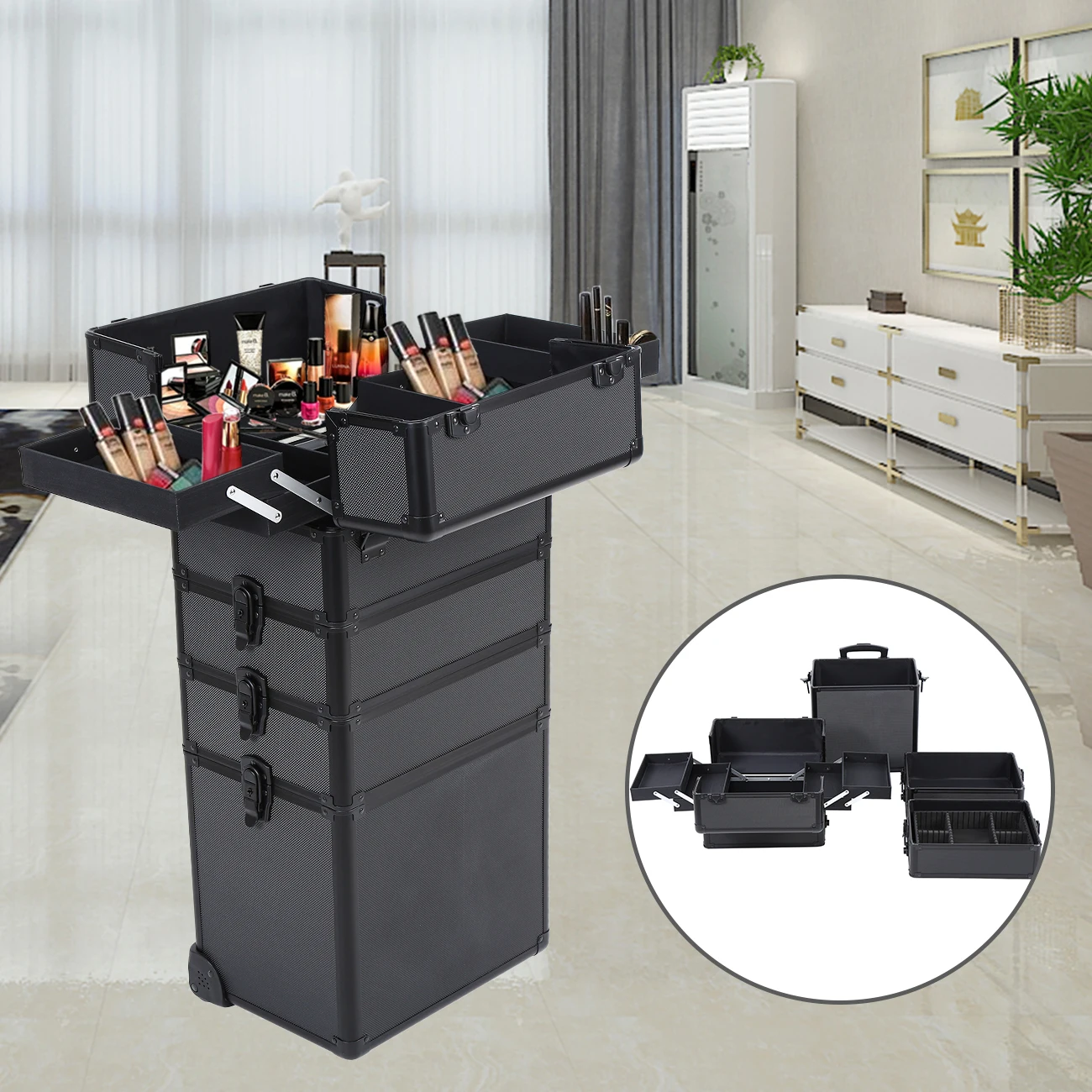-4 In 1 Trolley Make Up Case H - Beauty Makeup Trolley review and price