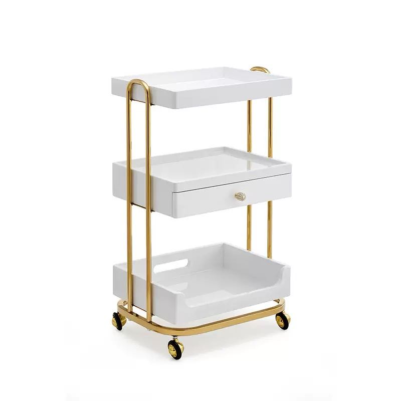 Modern Gold White Salon Trolle - Beauty Makeup Trolley review and price